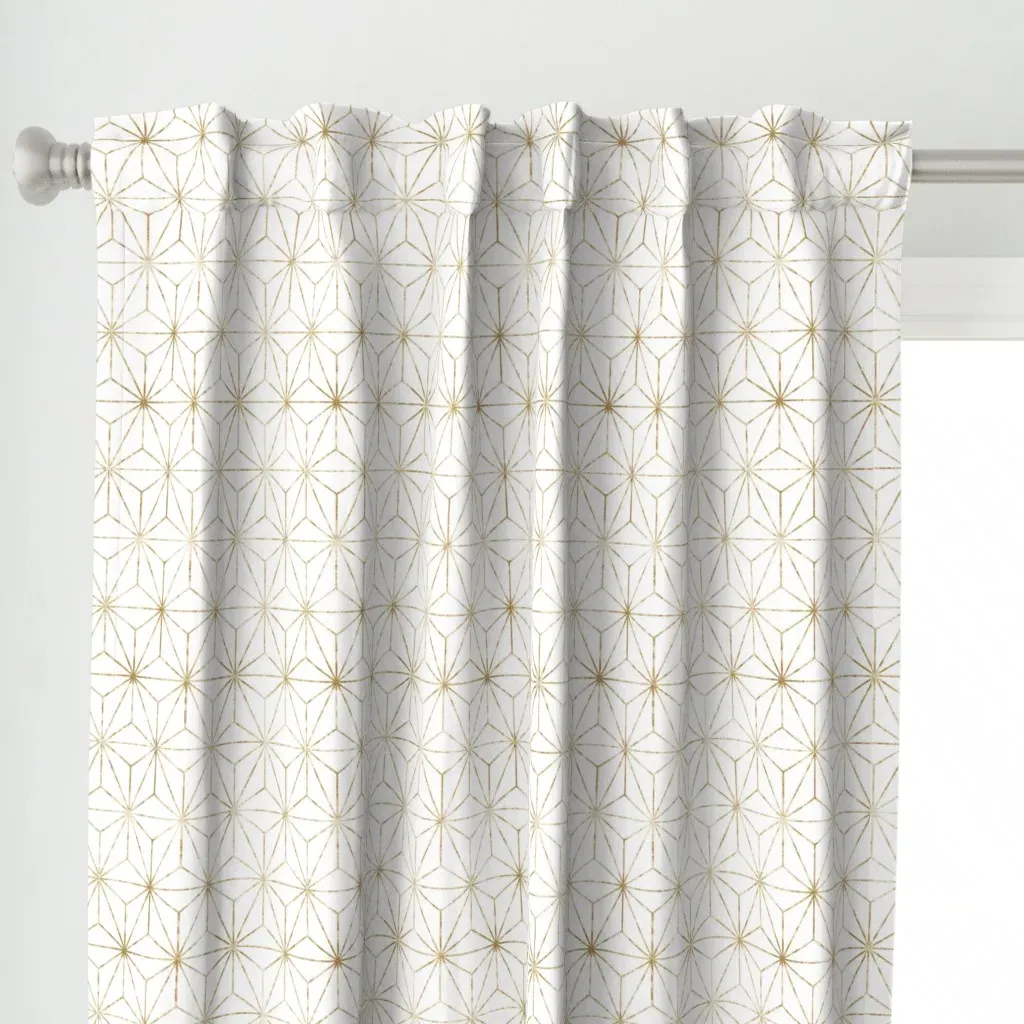 Star Geo Curtain Panel - Gold on White alternate view