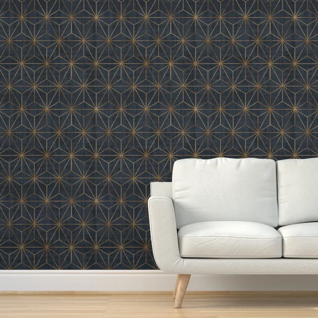 Star Geo Peel and Stick Wallpaper - Indigo, Gold product