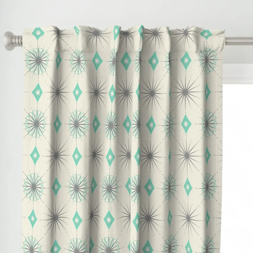 Starburst Aquarelle Curtain Panel - Teal alternate view
