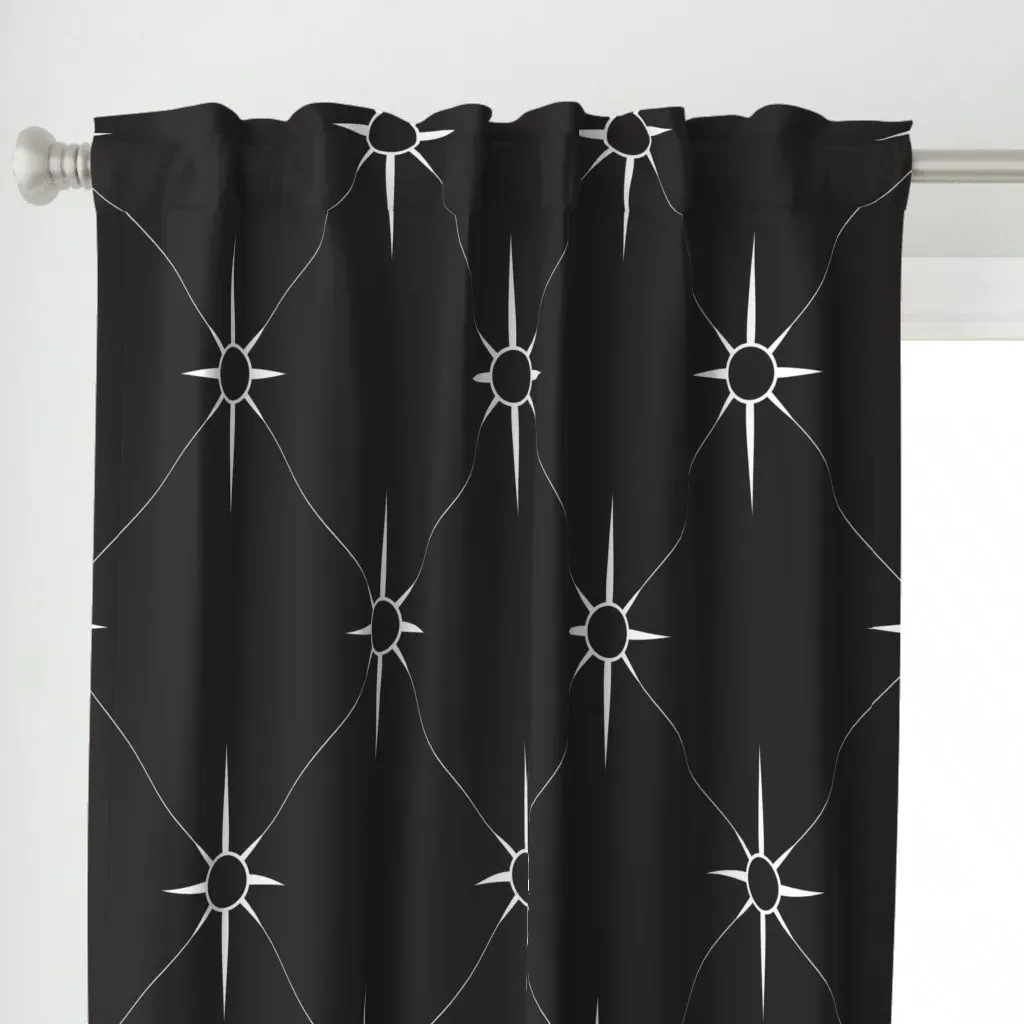 Starburst Tufts Retro Mid Curtain Panel - White alternate view