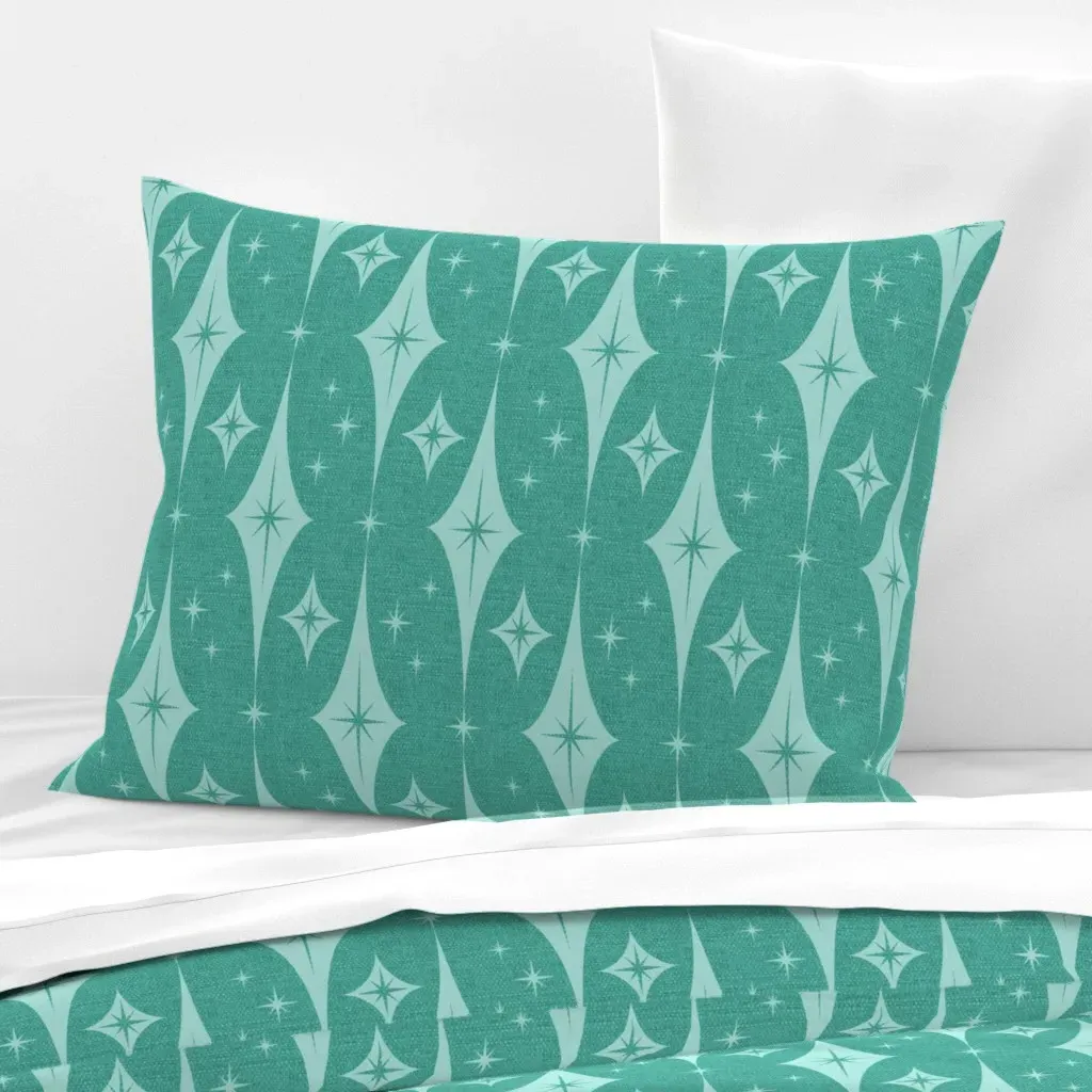 Starbursts And Diamonds Standard Knife Edge Pillow - Teal, Cotton Sateen product