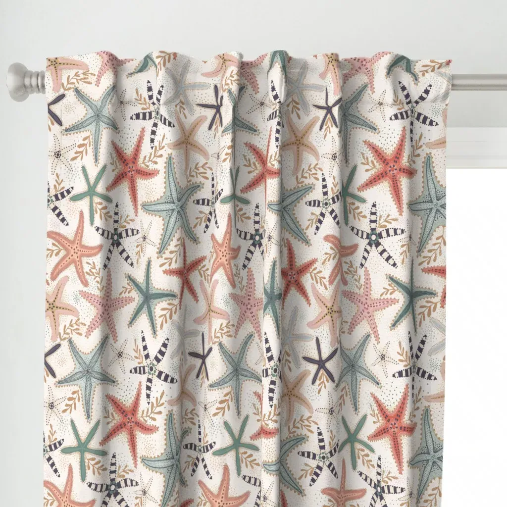 Starfish On The Beach Curtain Panel - Coral Pink alternate view