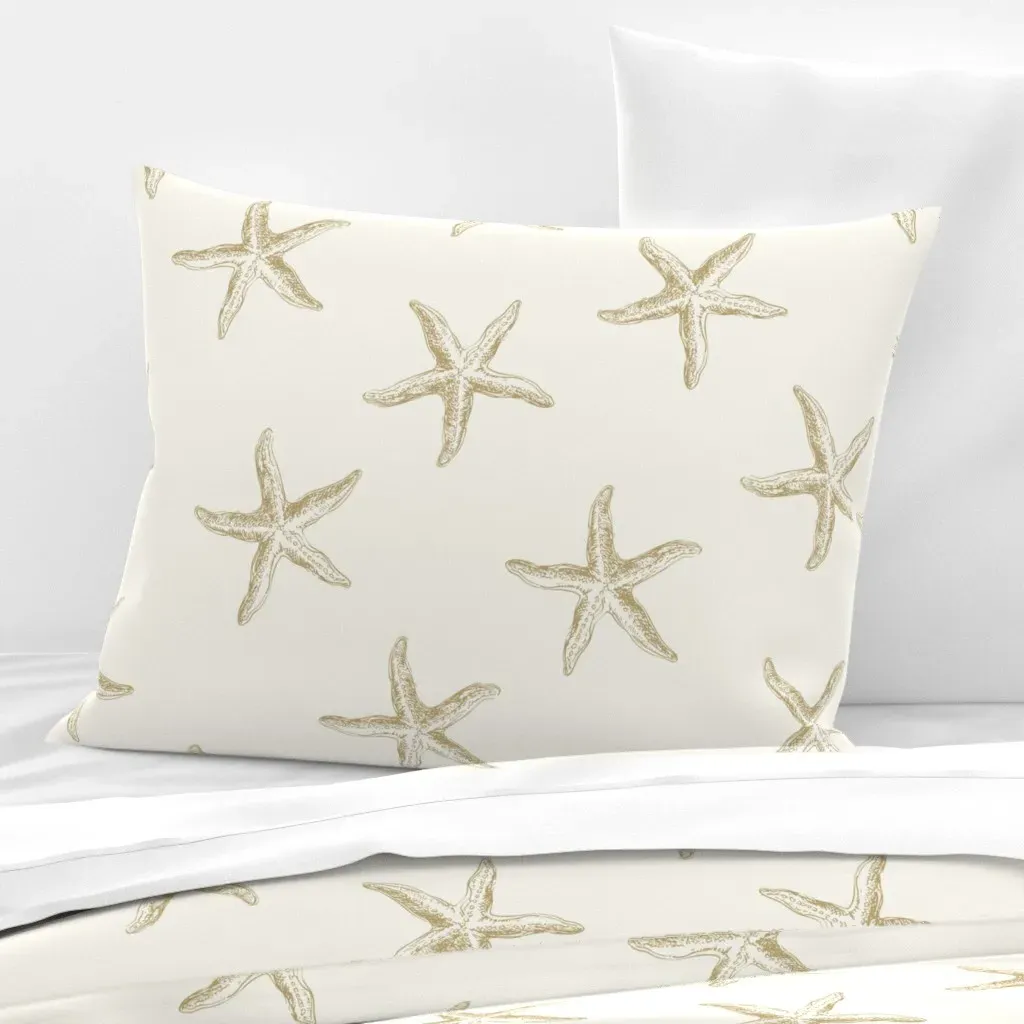 Starfish Pattern Standard Knife Edge Cushion Cover - Mustard, Cotton product