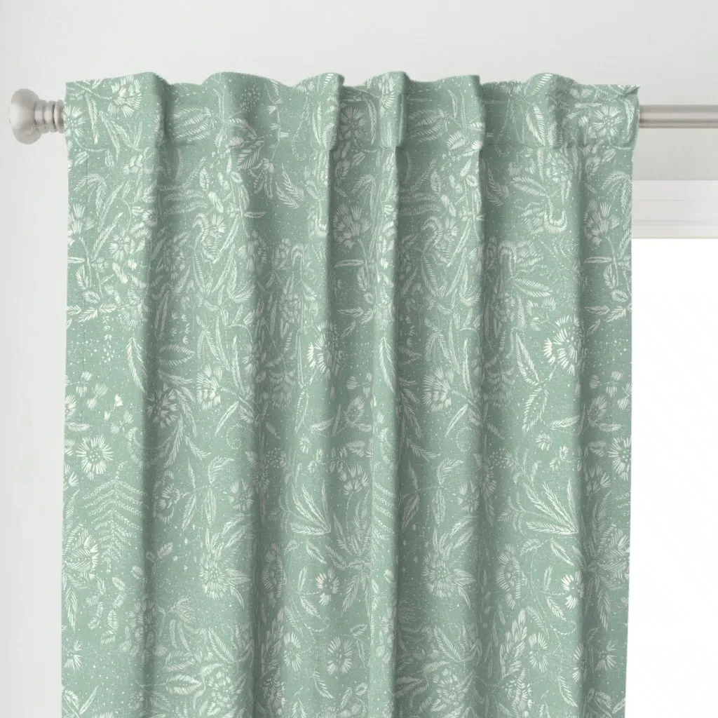 Stargazer Botanical Curtain Panel - White alternate view
