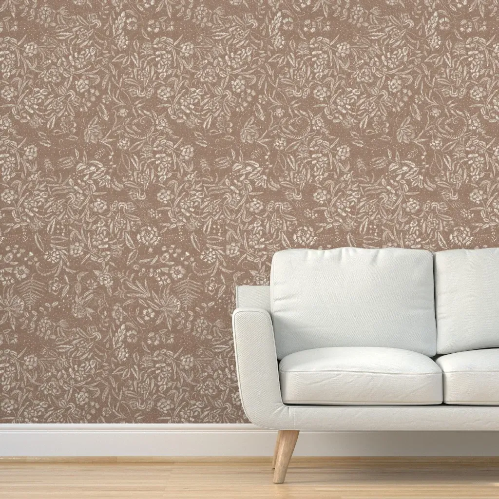 Stargazer Botanical Floral Peel and Stick Wallpaper - Mocha Brown product