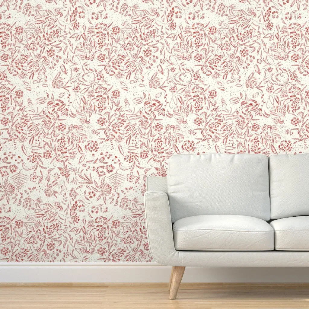 Stargazer Botanical Floral Peel and Stick Wallpaper - Poppy Red product