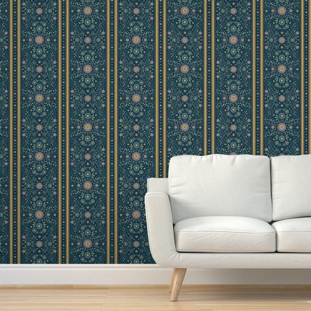 Starlight Victorian Garden Peel and Stick Wallpaper - Blue product