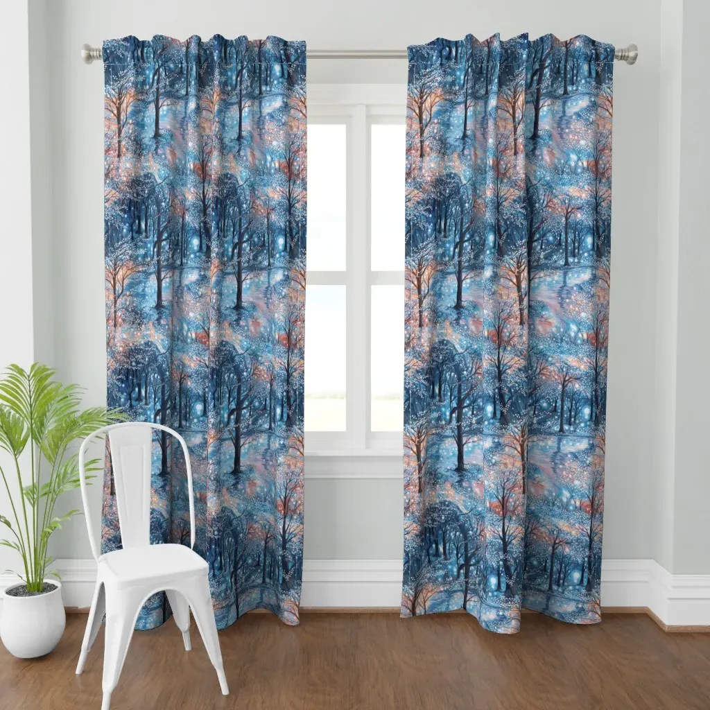 Starlit Snowscape Curtain Panel - Blue product