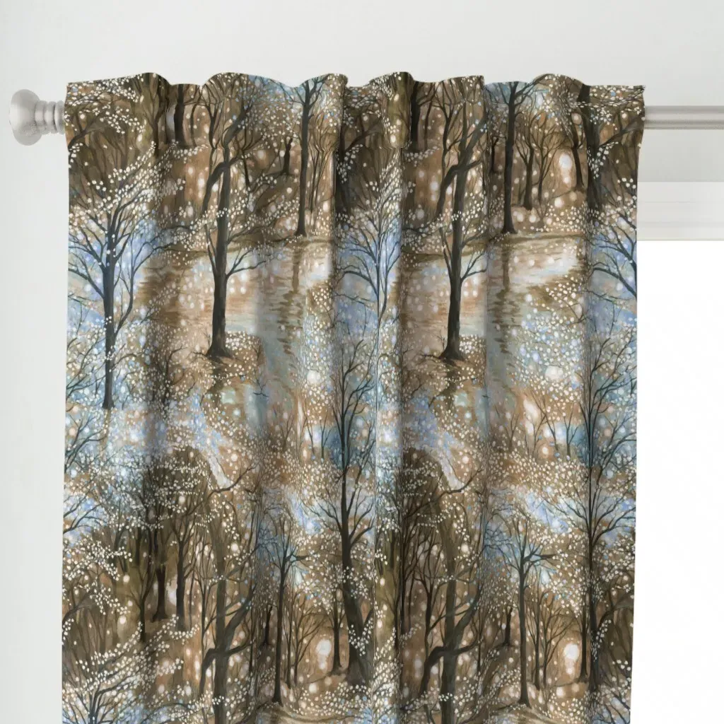 Starlit Snowscape Curtain Panel - Taupe alternate view