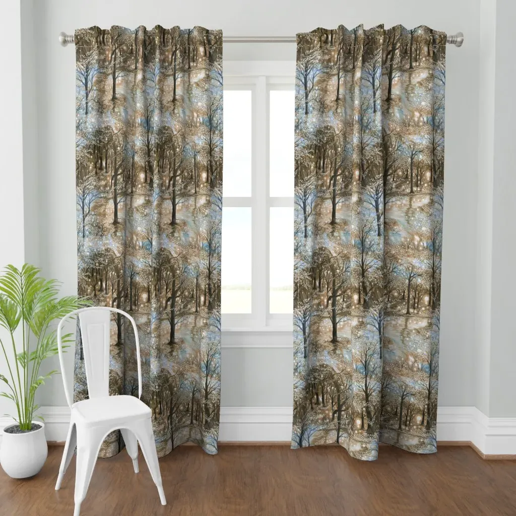 Starlit Snowscape Curtain Panel - Taupe product