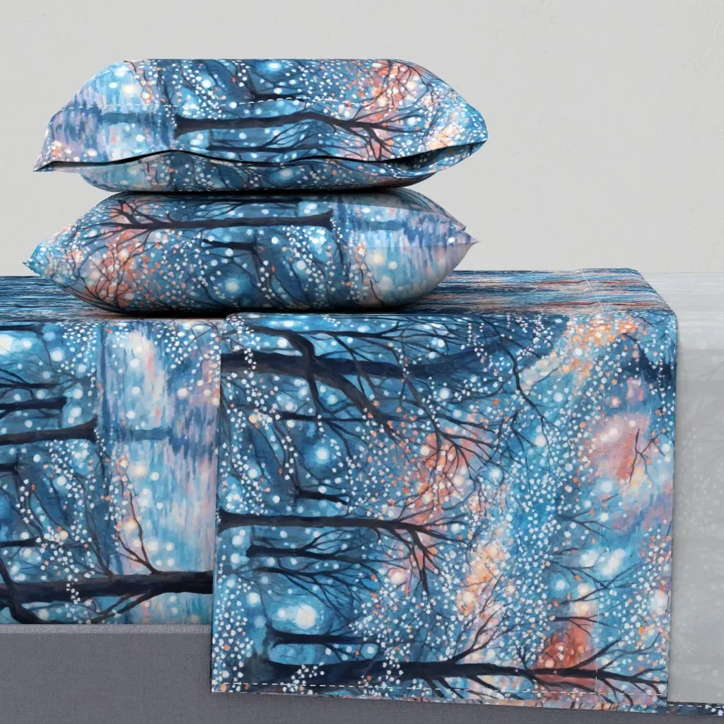 Starlit Snowscape Twin XL Sheet Set - Blue product