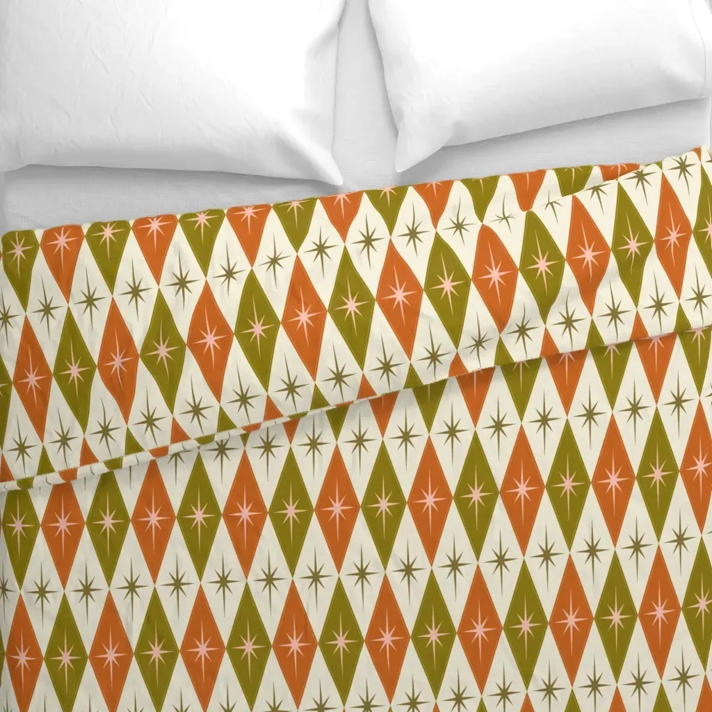Starlite Diamond Duvet Cover - Olive Green alternate view