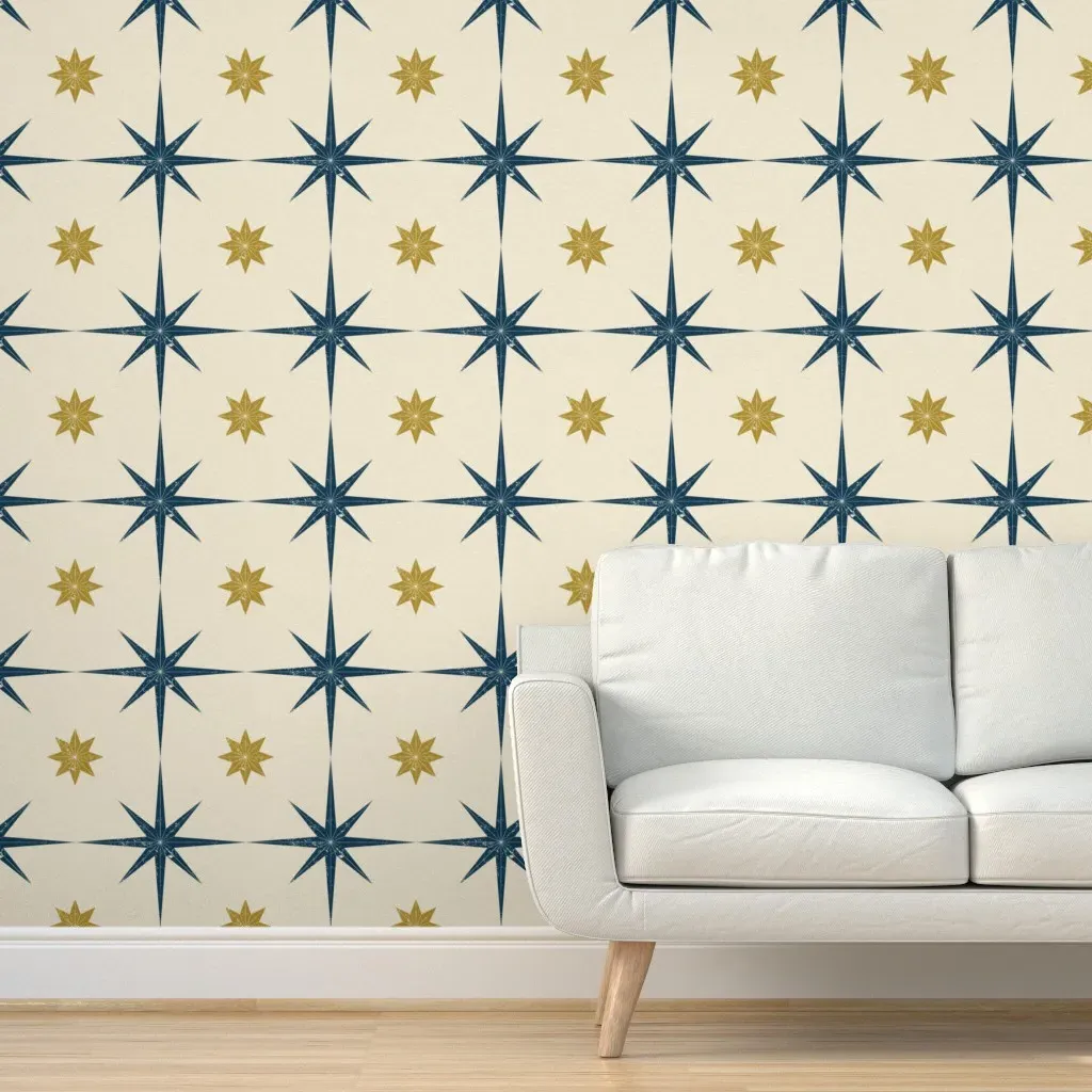 Starry Blocks Peel and Stick Wallpaper - Navy Blue product