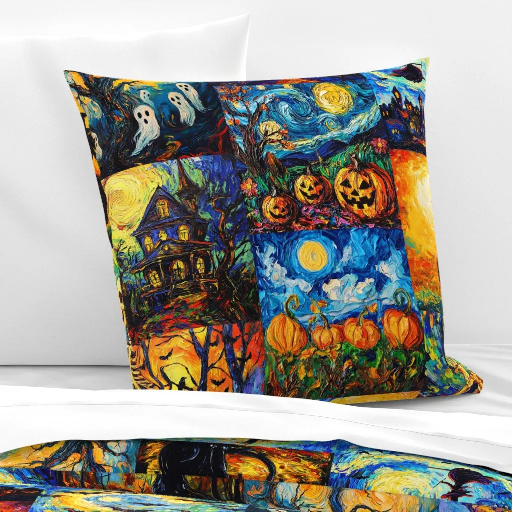 Starry Night Halloween XL Euro Pillow Sham - Blue product