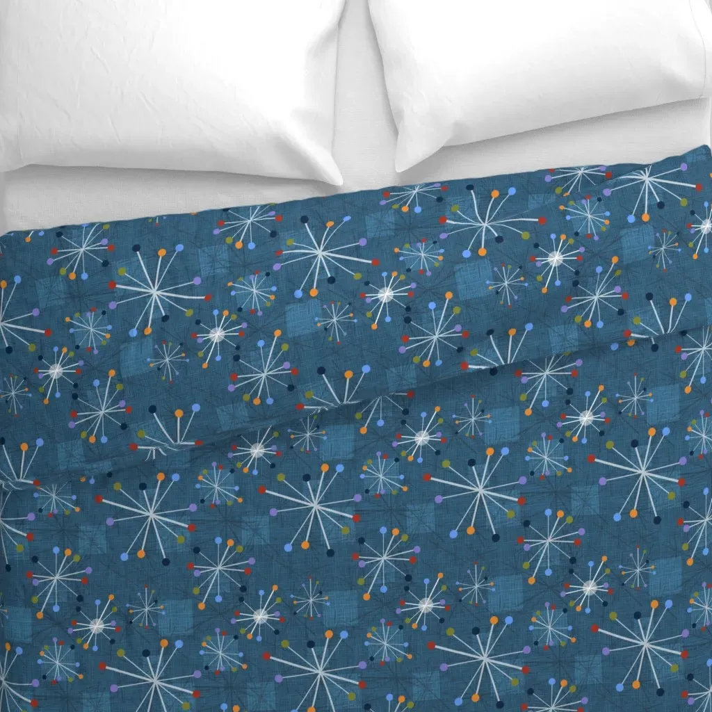 Stars And Clocks Duvet Cover - Teal alternate view