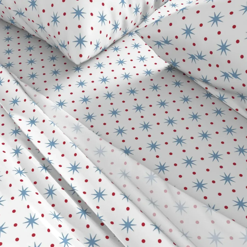 Stars And Dots Small Twin Sheet Set - Blue, White alternate view