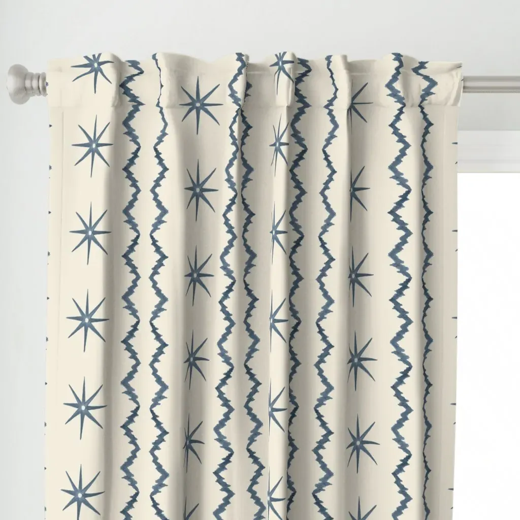 Stars And Stripes Slate Curtain Panel - Indigo alternate view