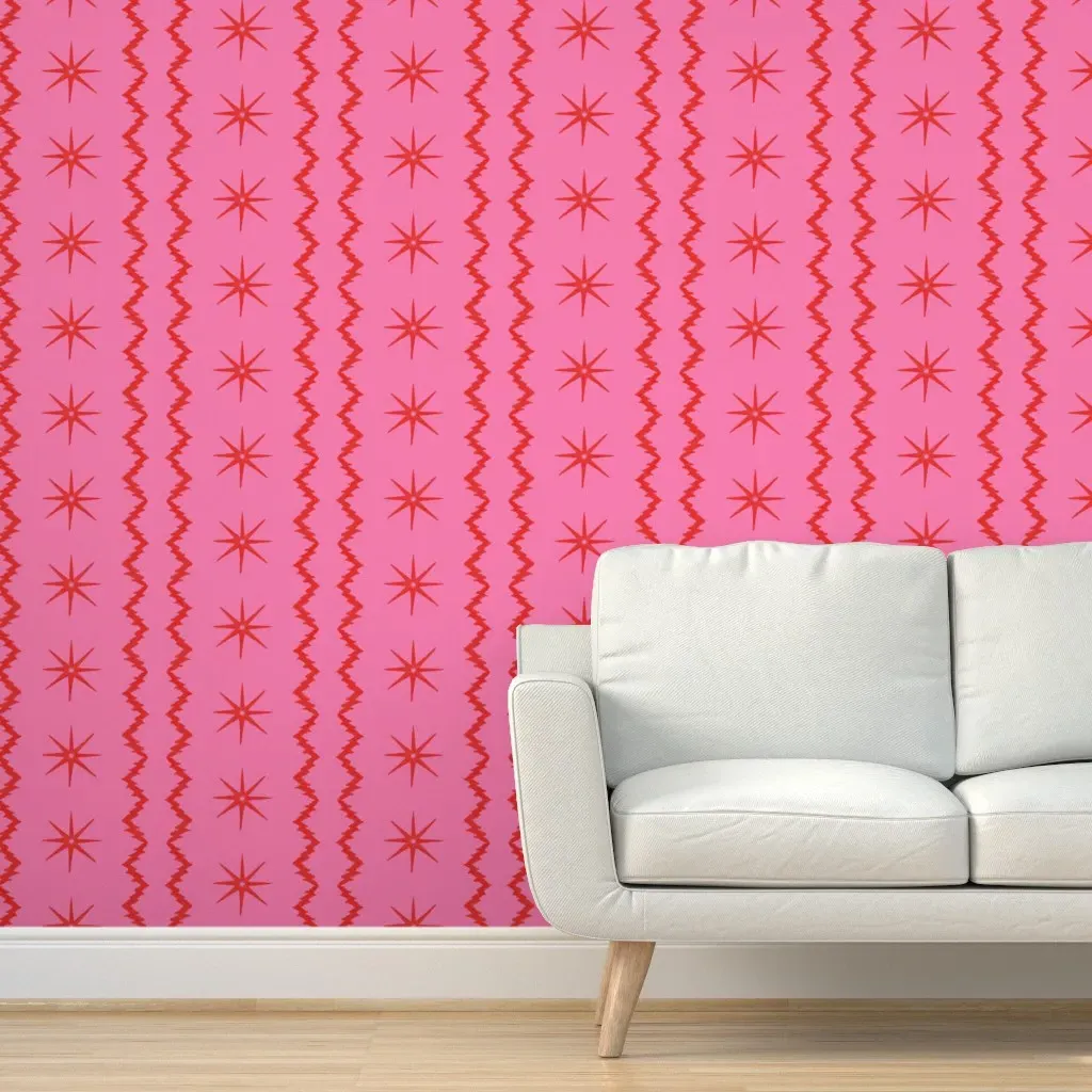 Stars And Stripes Valentine Peel and Stick Wallpaper - Red product