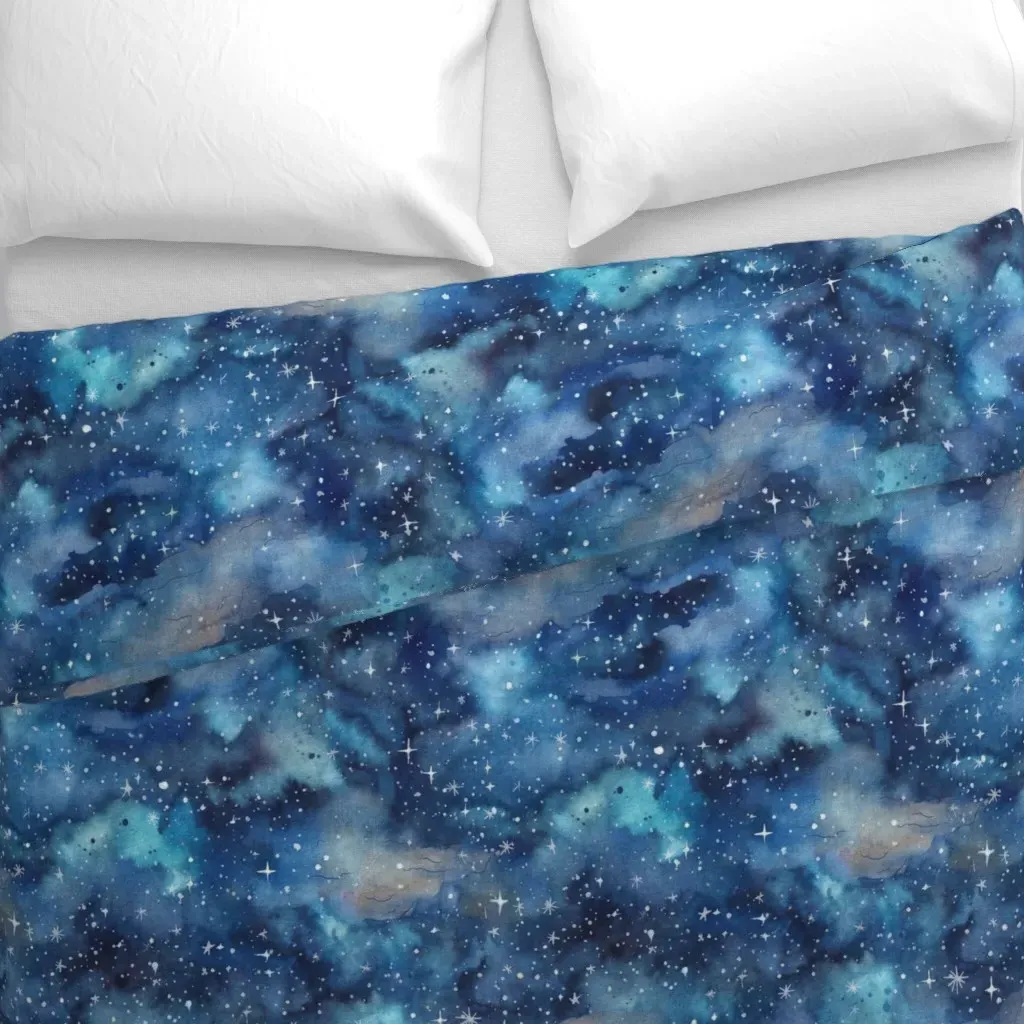 Stars At Midnight Dreamy Sky Duvet Cover - Dark Blue alternate view