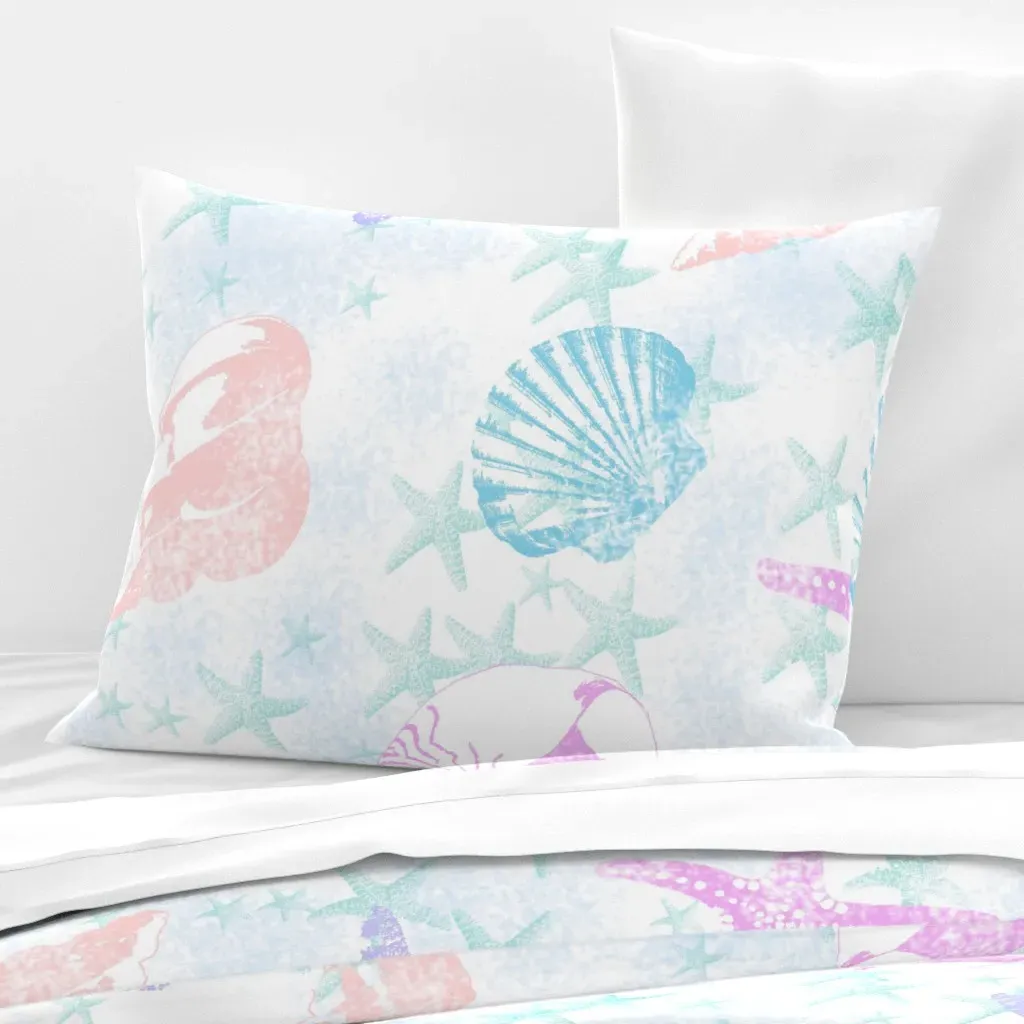Stars In The Sea Standard Knife Edge Pillow - Light Blue, Cotton Sateen product