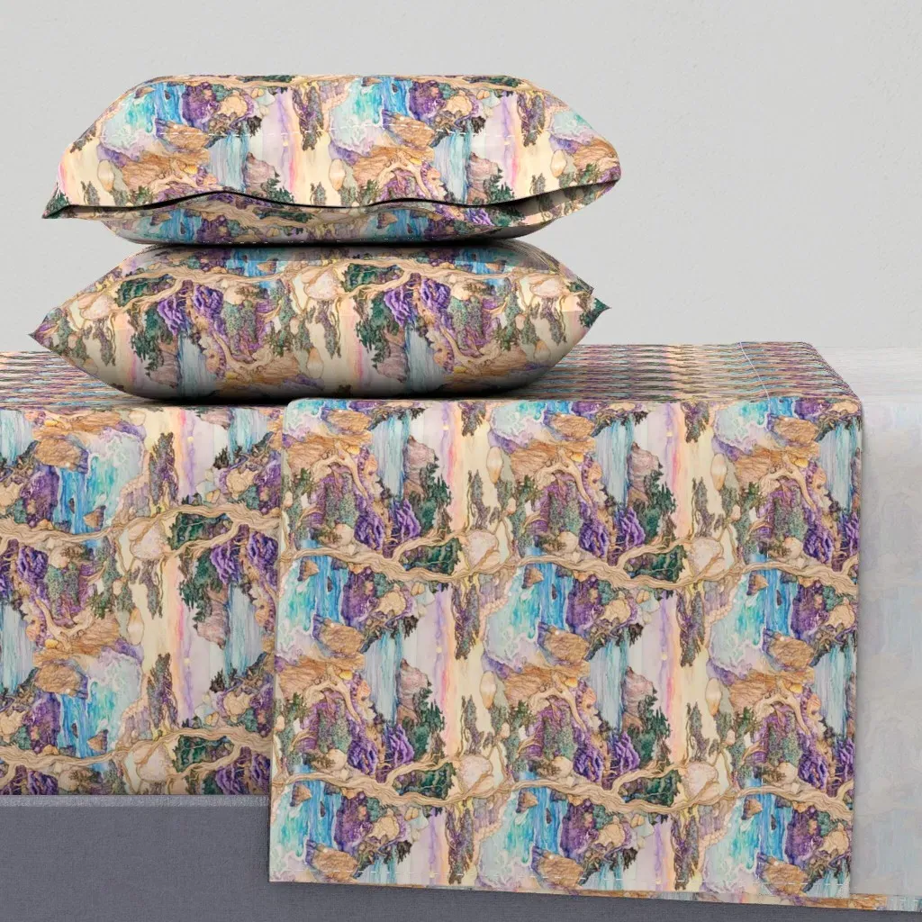 State Park California Point Lobos Queen Sheet Set - Purple product