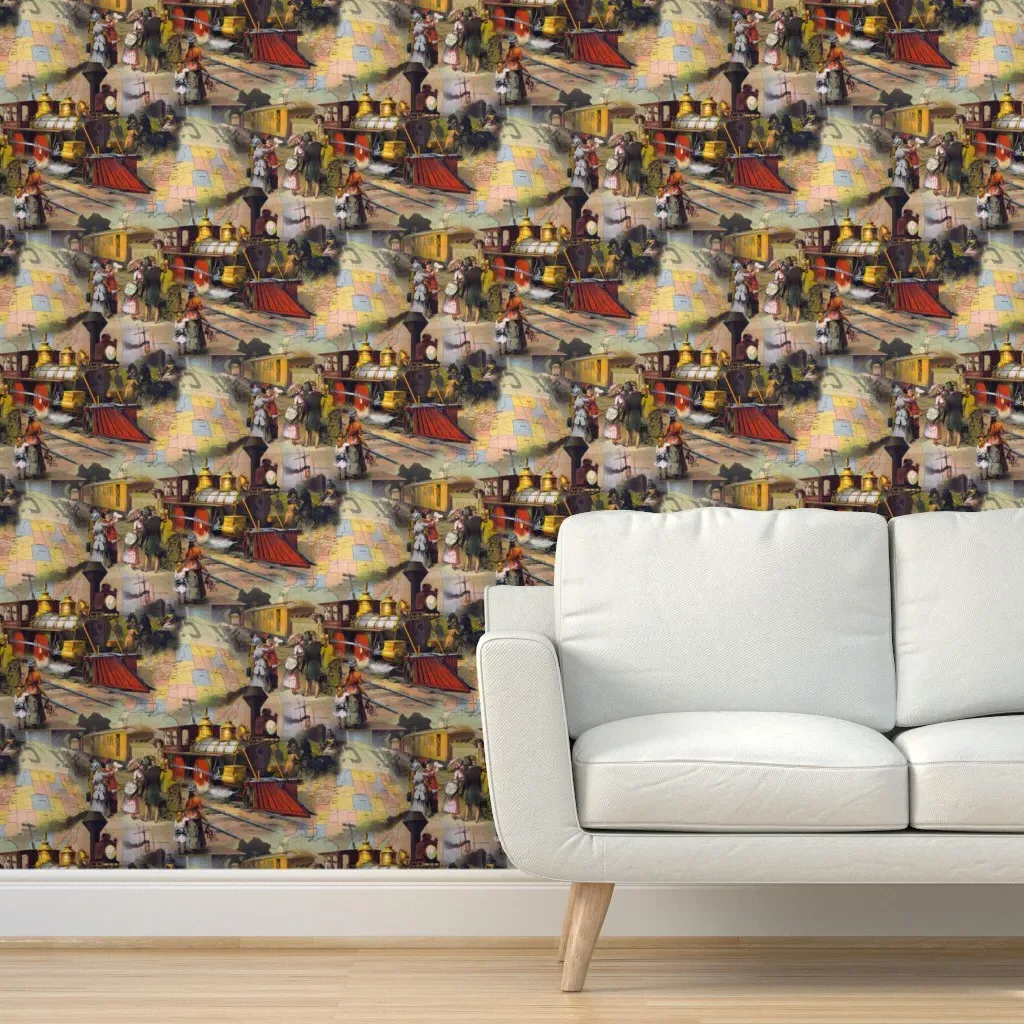 Steam Train Extra Large Peel and Stick Wallpaper - Dark Brown product
