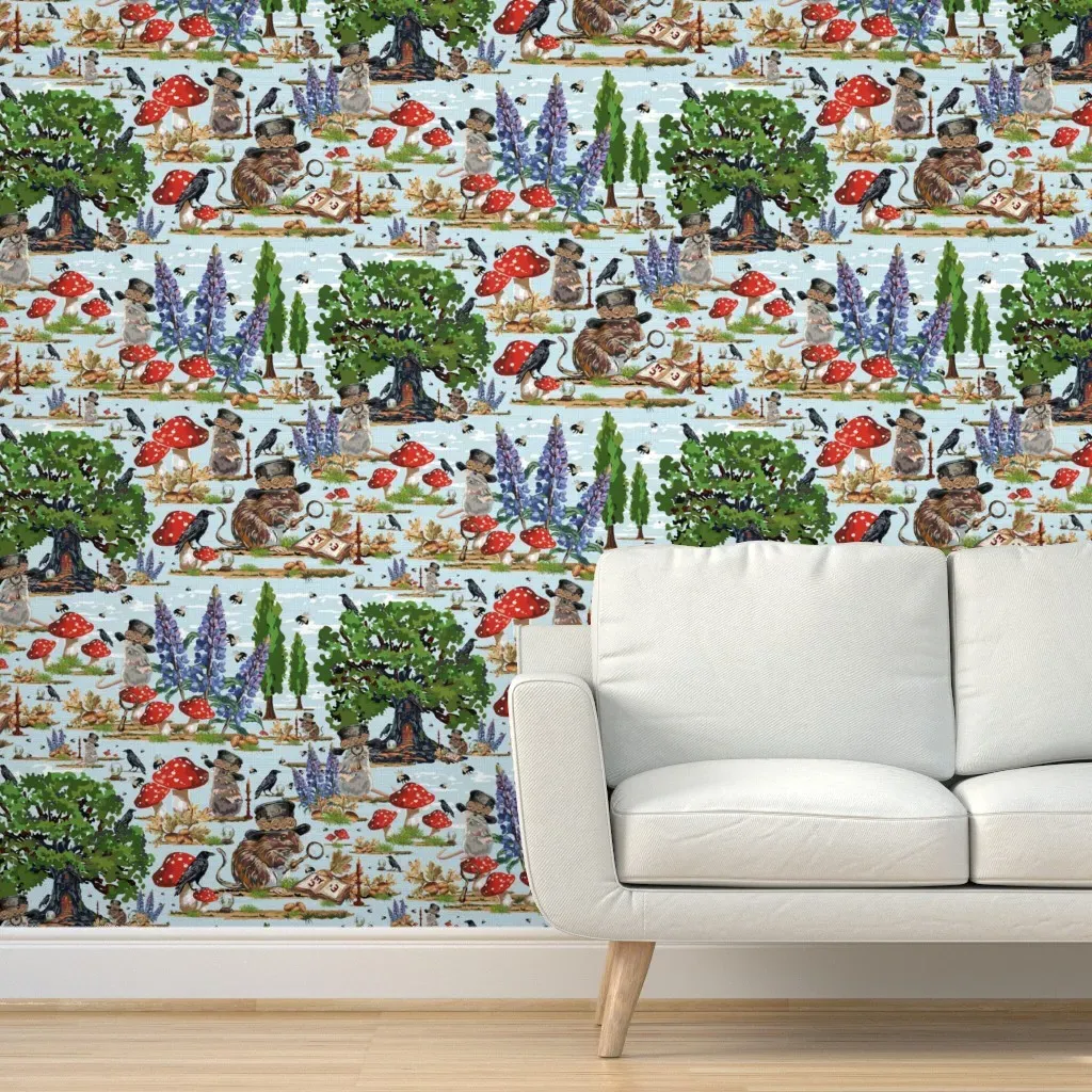 Steampunk Mice Gothic Peel and Stick Wallpaper - Brown product