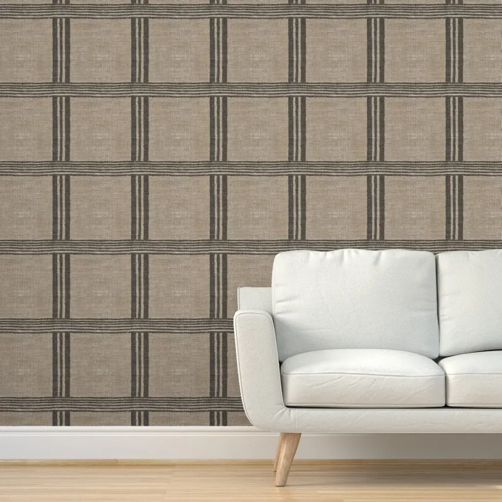 Stella West Cross Tweed Stripe Peel and Stick Wallpaper - Beige product