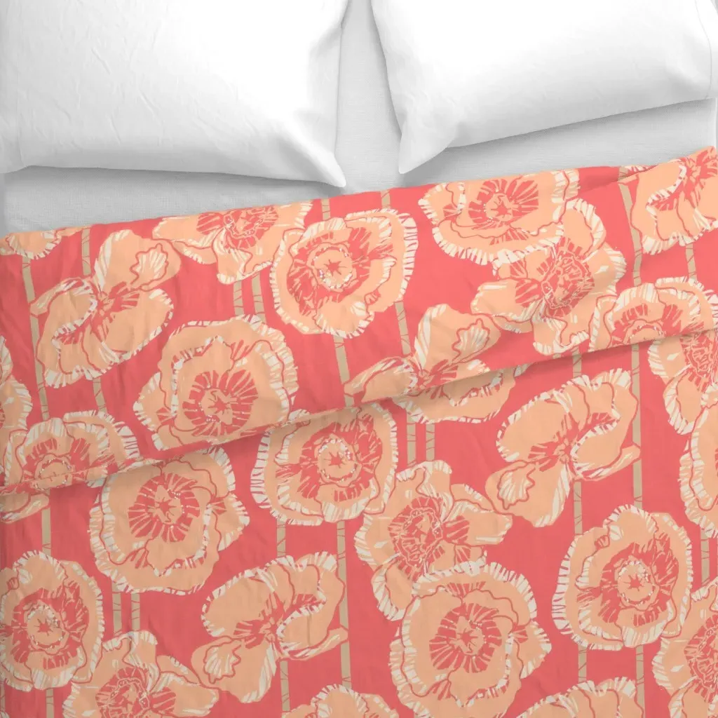 Stem Poppies Duvet Cover - Coral alternate view