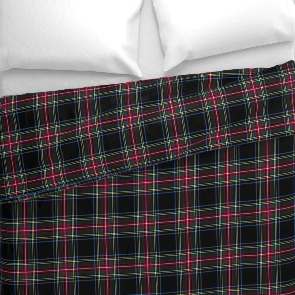 Stewart Black Tartan Duvet Cover - Black alternate view