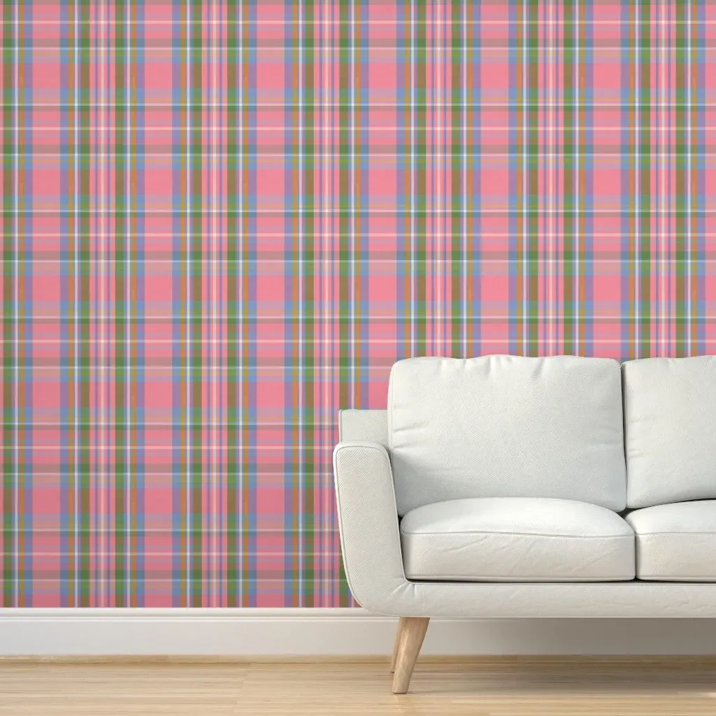 Stewart Plaid Peel and Stick Wallpaper - Pink product
