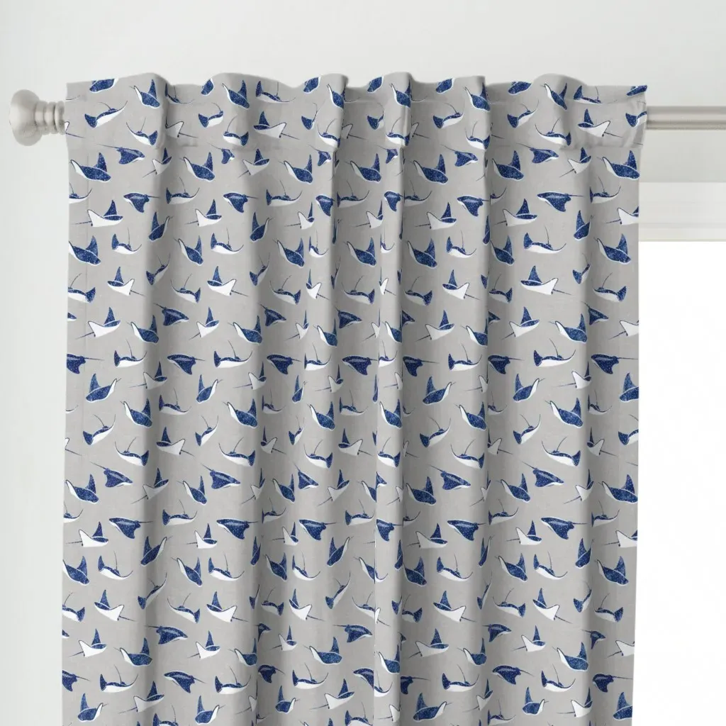 Stingrays Watercolor Curtain Panel - Navy Blue alternate view