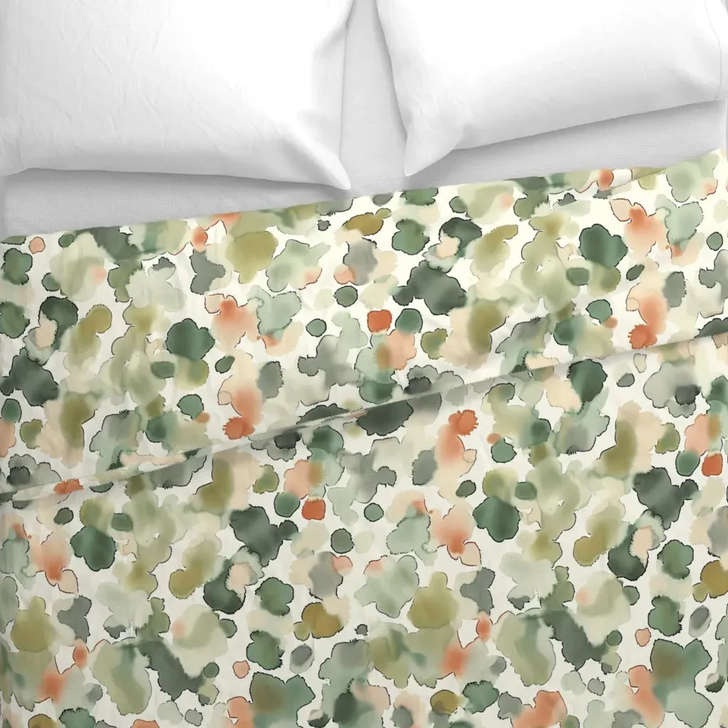 Stipple Watercolor Duvet Cover - Sage Green alternate view