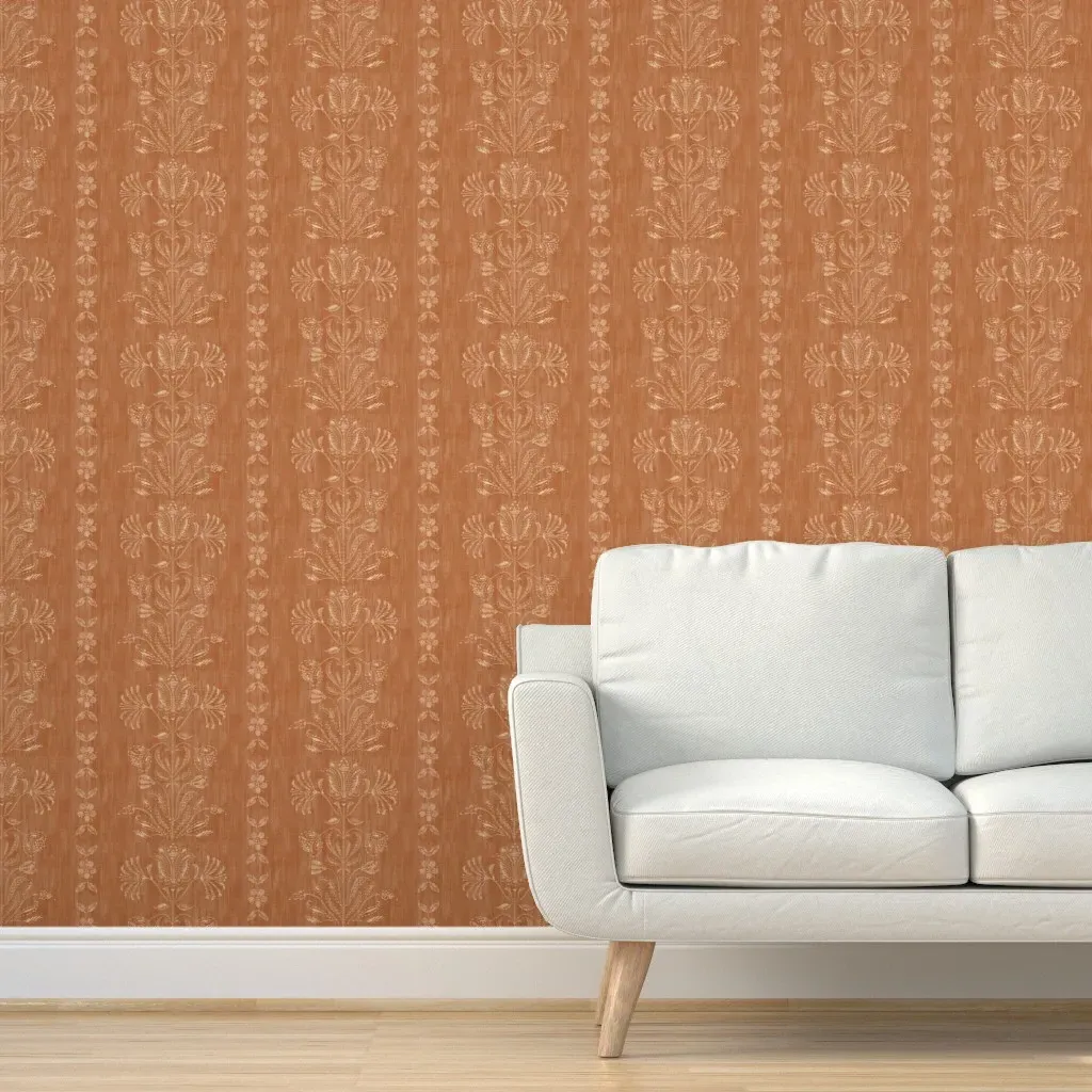 Stitch Folk Floral Peel and Stick Wallpaper - Terra Cotta product