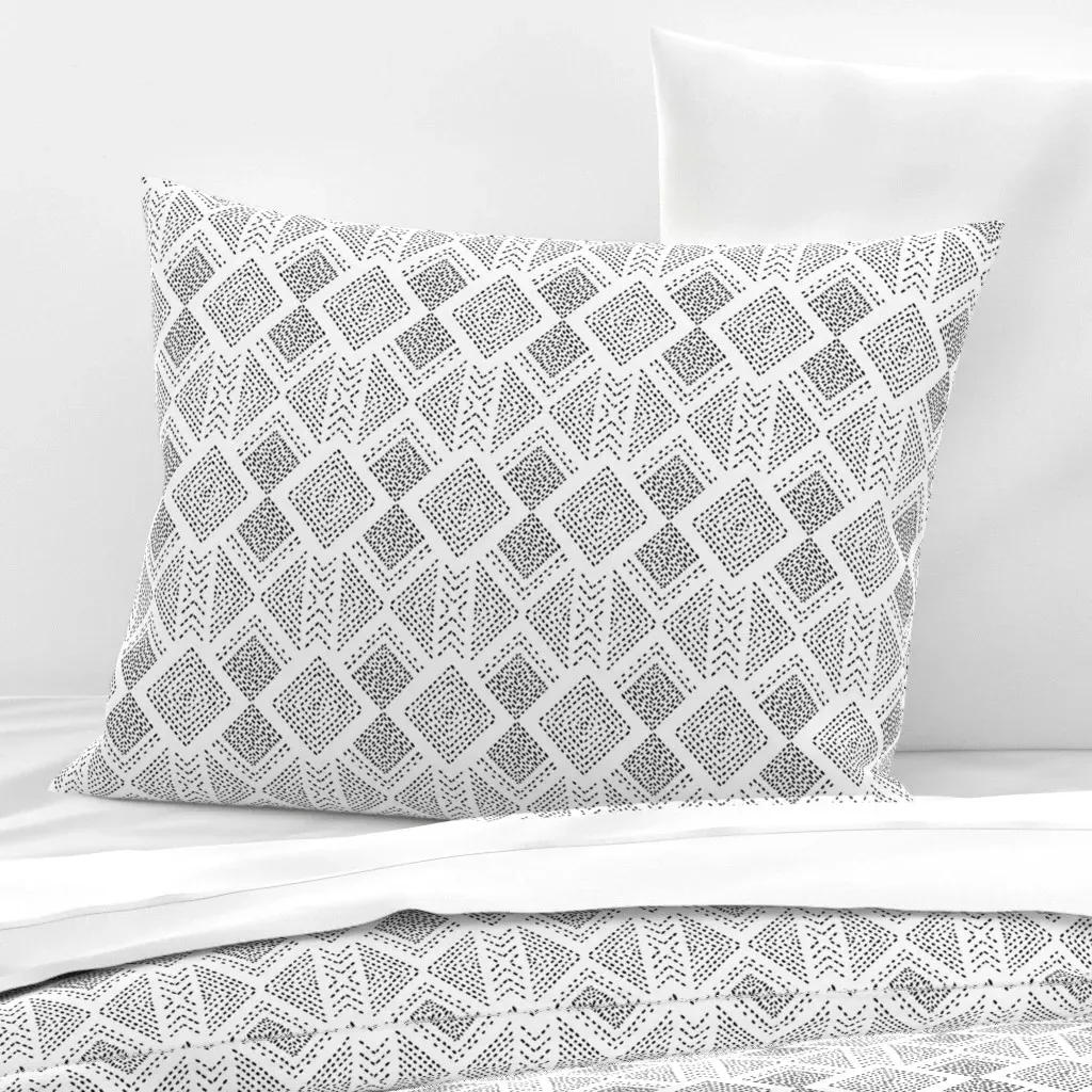 Stitched Diamonds Print Standard Knife Edge Pillow - Black, Cotton Sateen product