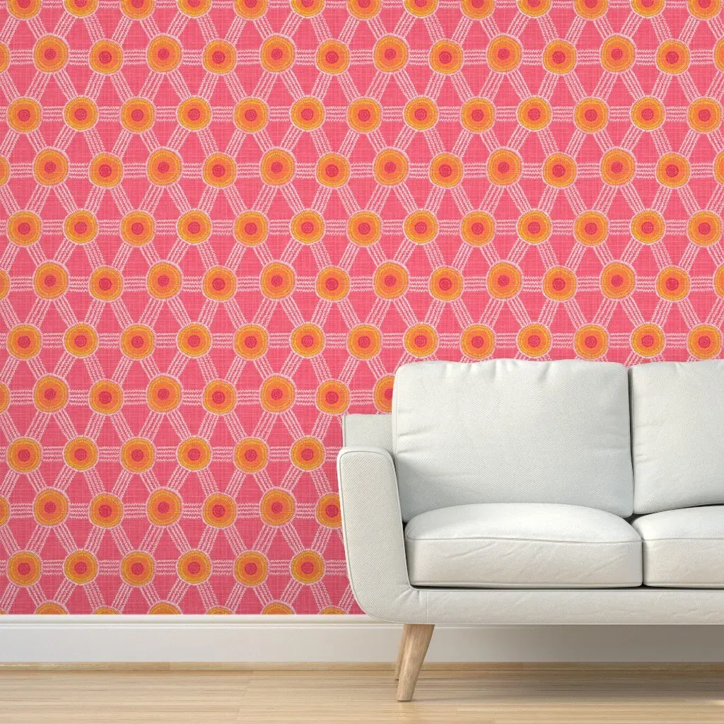 Stitched Geometry Peel and Stick Wallpaper - Coral Pink product