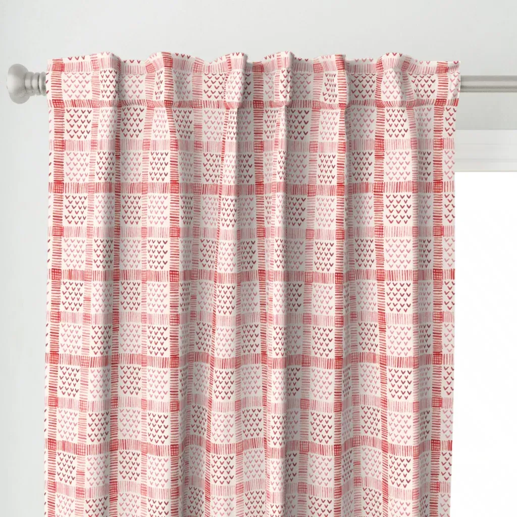 Stitched Gingham Curtain Panel - Red alternate view