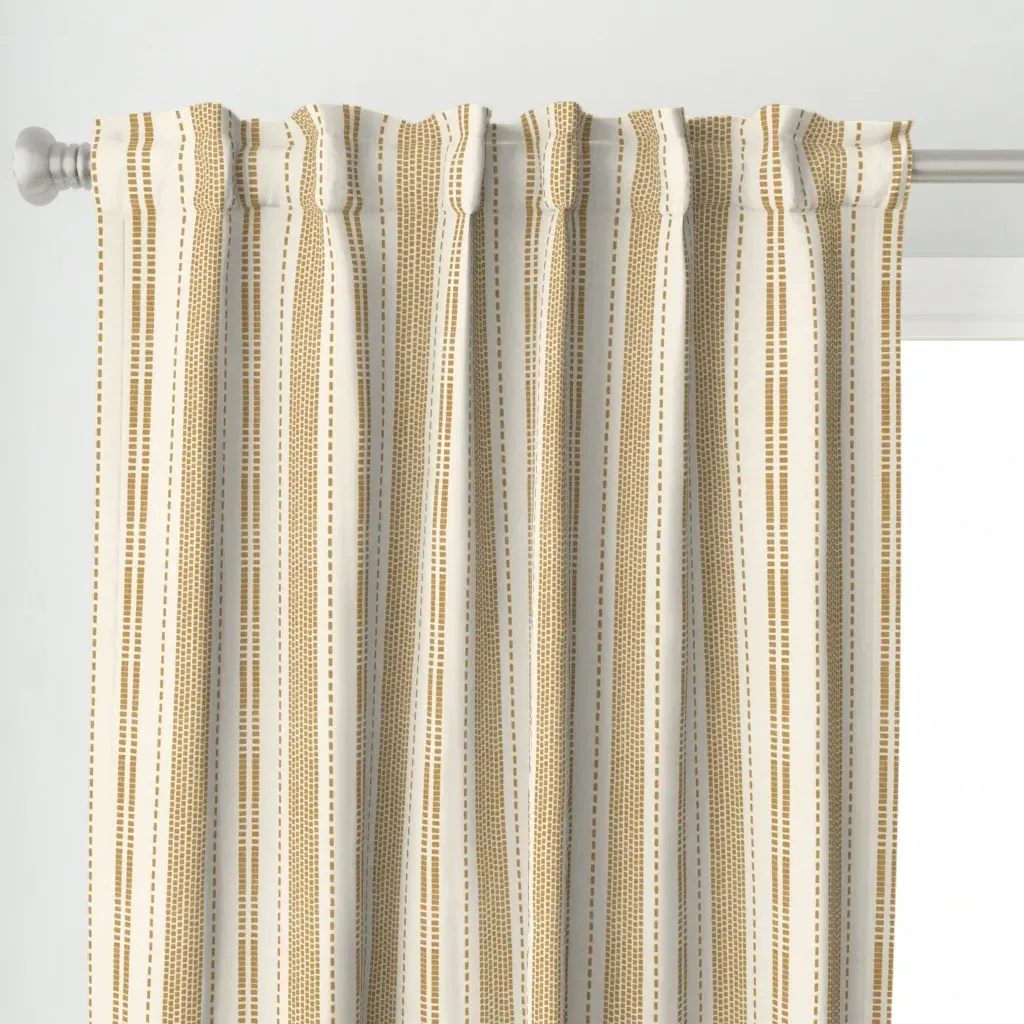 Stitches Stripes Curtain Panel - Gold alternate view
