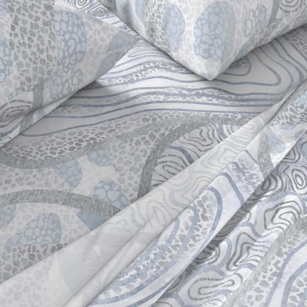 Stone Flow Queen Sheet Set - Blue Grey, Cotton alternate view