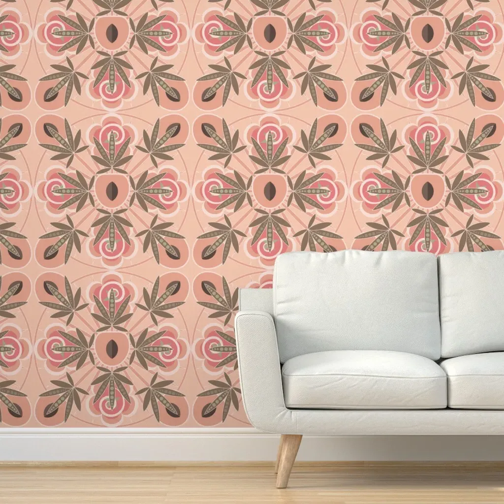 Stoned Fruit Mandala Boho Peel and Stick Wallpaper - Peach product