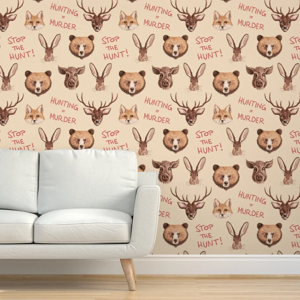Stop The Hunt Large Scale Peel and Stick Wallpaper - Brown product