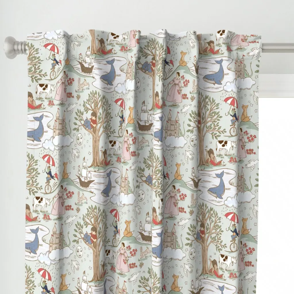 Storybook Adventures Curtain Panel - Light Green alternate view
