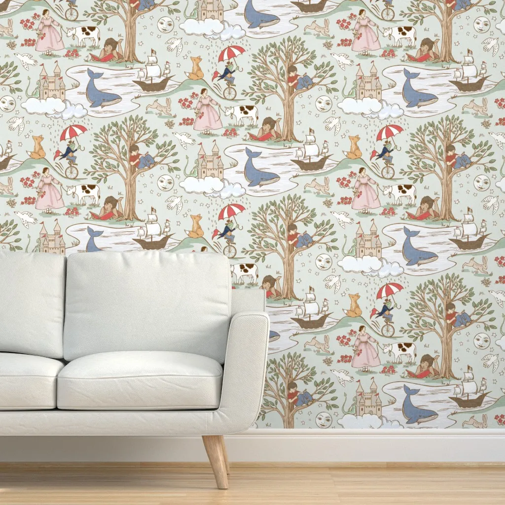 Storybook Adventures Peel and Stick Wallpaper - Soft Sage product