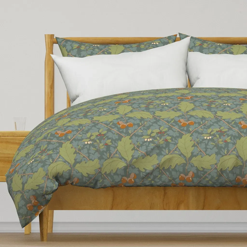 Storybook Forest Oak Duvet Cover - Dusty Green product