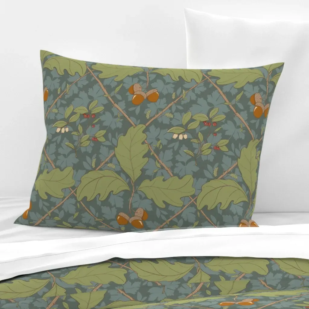 Storybook Forest Standard Knife Edge Pillow - Dusty Green, Cotton Sateen product