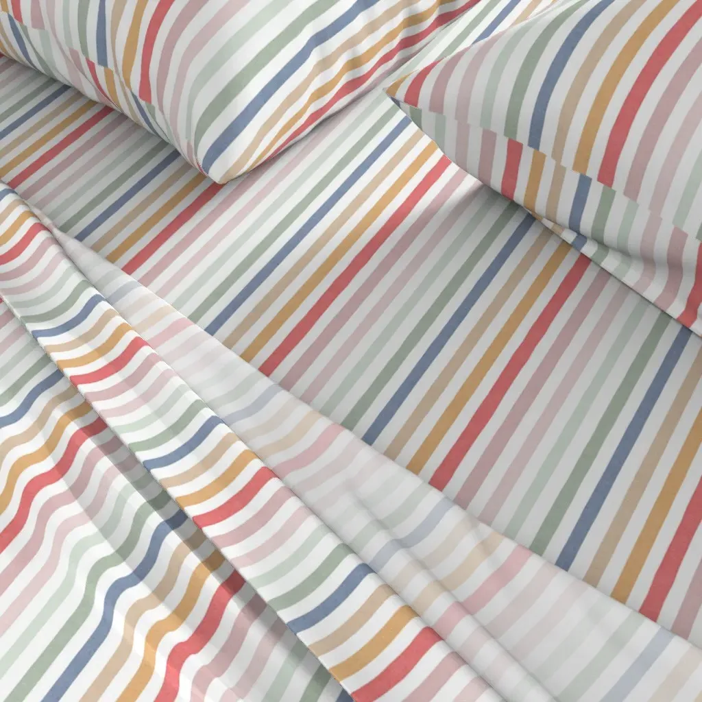 Storybook Stripe Small King Sheet Set - Light Pink alternate view