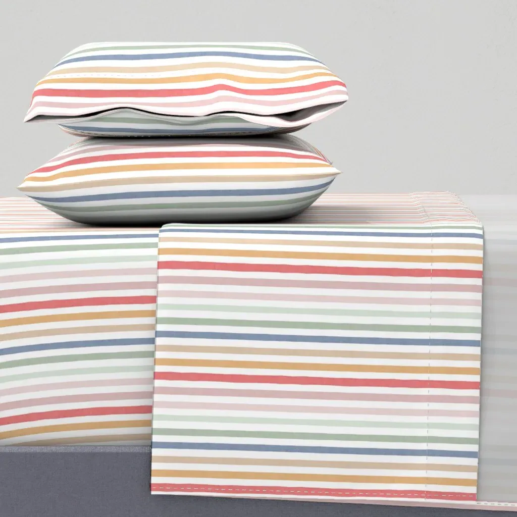 Storybook Stripe Small King Sheet Set - Light Pink product