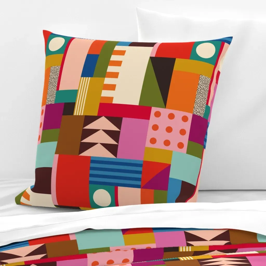 Straights And Circles Euro Pillow Sham - Red-Orange product
