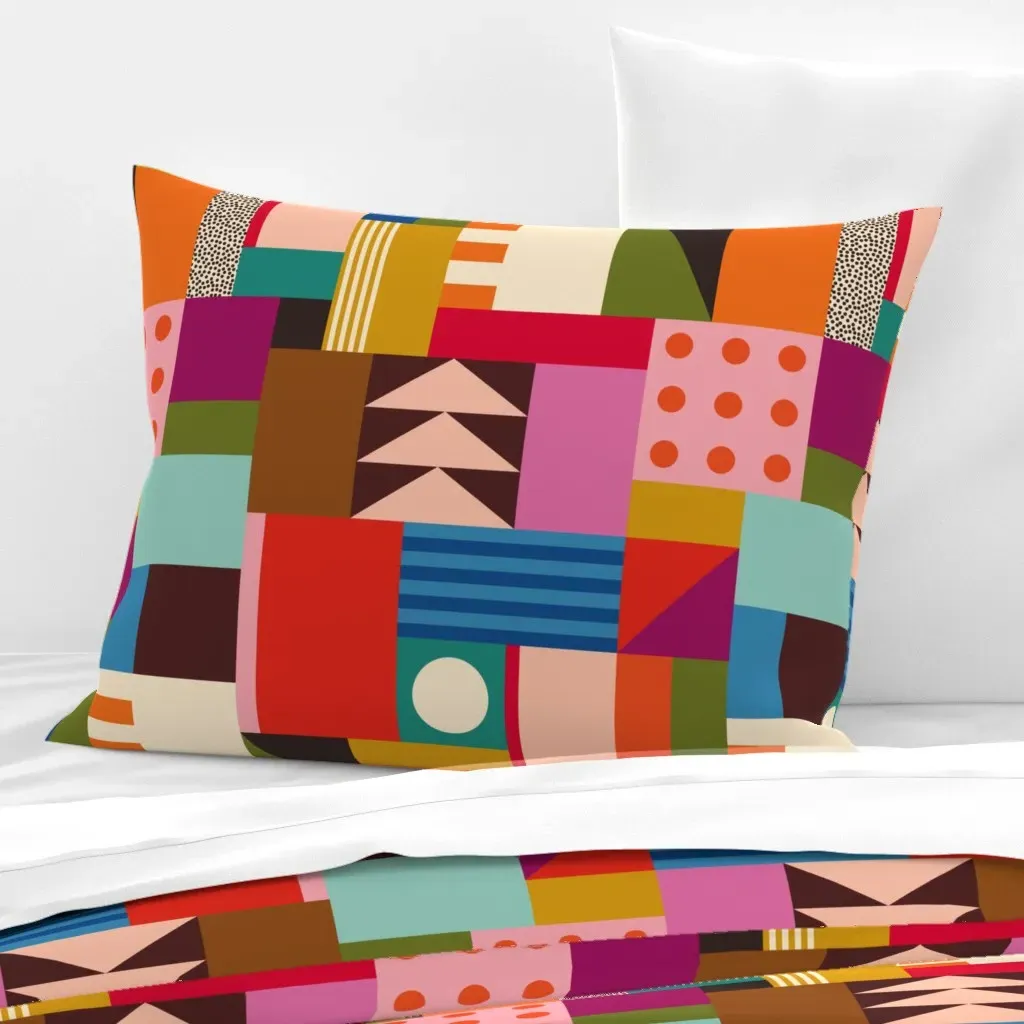 Straights And Circles Standard Knife Edge Pillow - Red-Orange, Cotton Sateen product
