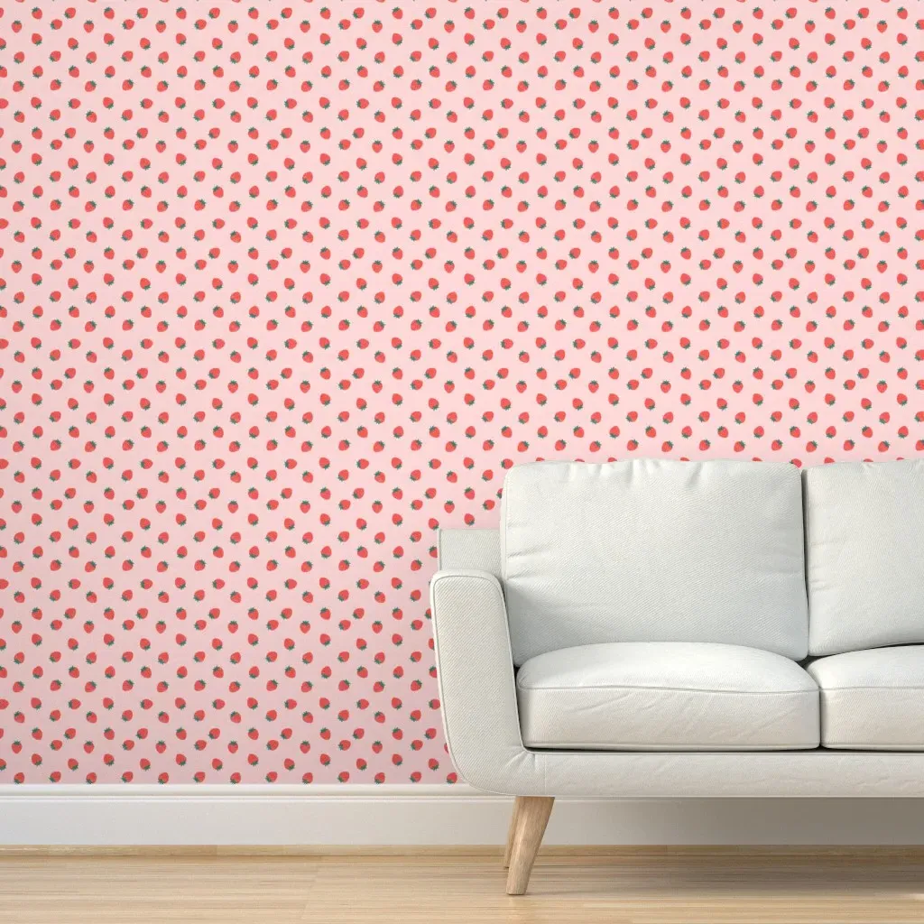 Strawberries Small Peel and Stick Wallpaper - Pink product